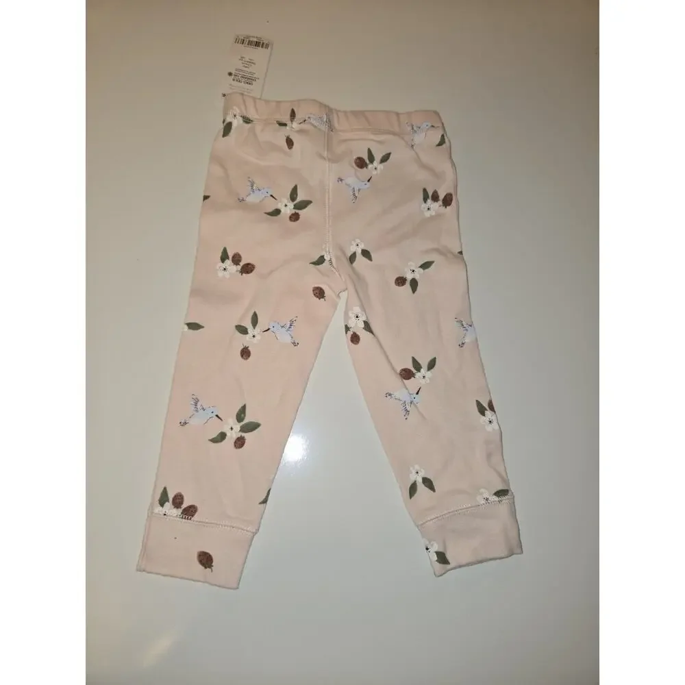 Carter’s Baby Girls 12M Pink Hummingbird Strawberry Floral Pants NWT